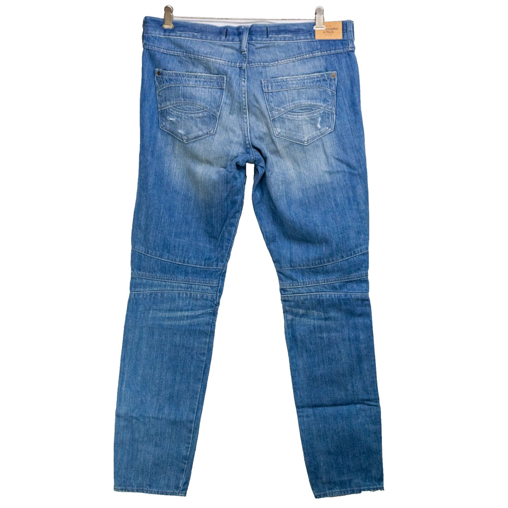 ABERCROMBIE & FITCH Womens Moto Biker Jeans Distressed Skinny Zipper Ankle Sz 30